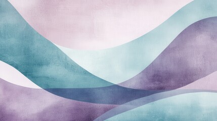 Poster - Soft pencil strokes create a calming gradient design with overlapping waves in pastel shades for a serene atmosphere