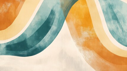 Poster - Soft pencil strokes create flowing waves in muted colors for serene artistic expression