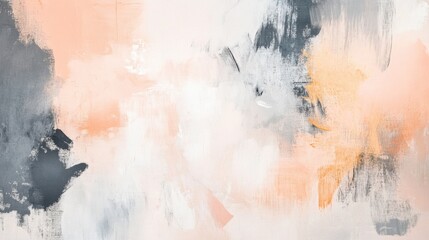 Poster - Soft pastel peach and gray strokes combine to create a serene, abstract background ideal for modern decor