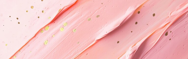 Poster - Soft pastel peach strokes with gold specks create an elegant artistic backdrop ideal for creative projects and designs