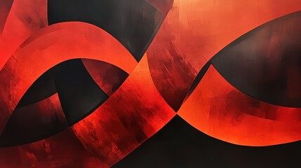 Poster - dynamic interplay of fiery red and deep black shapes creating a striking visual experience