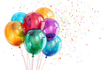 Poster - Colorful balloons with confetti celebration background
