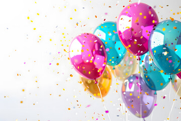 Poster - Colorful party balloons with confetti celebration