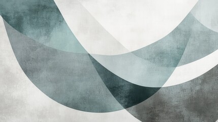 Fototapete - Elegant pastel gray and teal arcs create a soft and harmonious composition in a serene backdrop