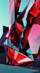 Aufkleber - Bold low-poly geometric design in striking magenta and blue hues with sharp angles and facets creating a dynamic visual experience