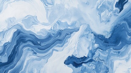Aufkleber - Monochromatic blue abstract pattern showcasing fluid shapes and depth in tones and textures