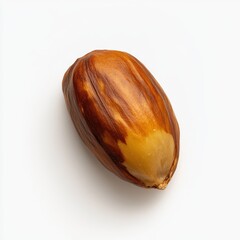 Poster - Single roasted hazelnut shines with a smooth surface and rich texture on a white background