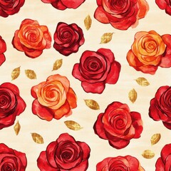 Poster - Colorful watercolor doodle illustrations of roses with intricate details on a soft background create a vibrant artistic display for decoration