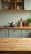 © tpadobestock - Empty tabletop, out-of-focus kitchen backdrop, minimal, simple