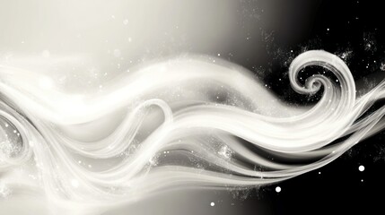 Abstract grayscale waves with swirling patterns