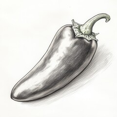 Poster - Detailed texture of a jalapeno pepper highlighting its smooth skin and unique shape in a neutral setting