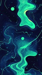 Aufkleber - Futuristic abstract design featuring electric blue and green waves against a dark backdrop