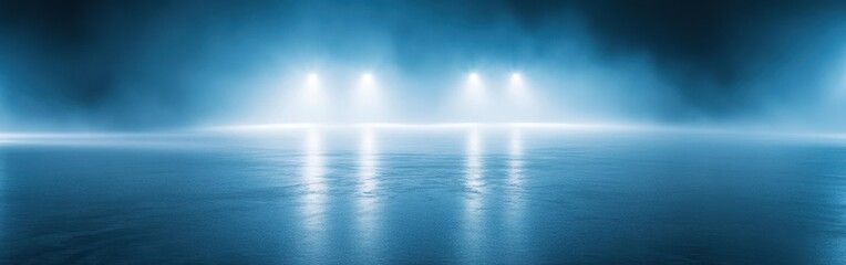 Aufkleber - Frosty blue lighting creates an ethereal atmosphere in a dark, icy space during a mysterious night