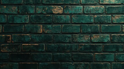 Aufkleber - Dark emerald green brick wall with faint texture and subtle wear visible in the surface