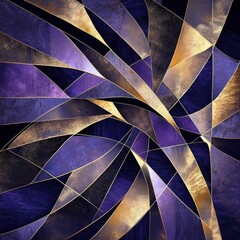 Poster - Abstract mosaic features geometric shards of purple and gold