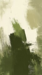 Leinwandbilder - Abstract painting featuring muted olive green tones evoking a sense of tranquility and nature
