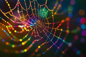 spider web with dew drops