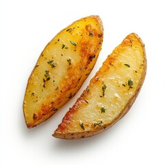 Poster - Crispy golden roasted potato wedges garnished with herbs for a delectable side dish