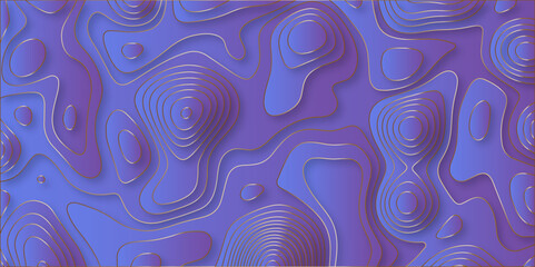 Poster - paper cut 3d render topography abstract, beautiful purple background. geometric map relief texture w