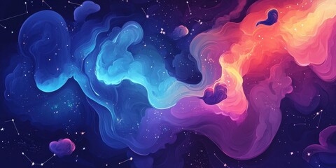 Wall Mural - Colorful and artistic depiction of a nebula in outer space