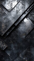 Poster - Industrial textures create a gritty backdrop with layered metallic surfaces and striking contrasts in various shades of gray