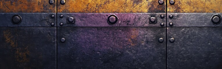 Aufkleber - Gritty metal texture featuring shades of charcoal with rust accents emphasizing industrial elements