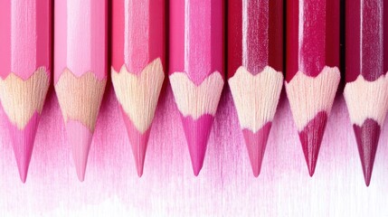 Poster - Gradient pencil strokes showcase a smooth transition between shades of pink in an artistic layout