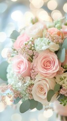 Aufkleber - Beautiful bouquet of pastel pink and mint green flowers arranged with delicate touches for a special occasion celebration