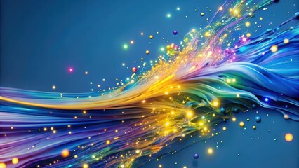 Poster - Abstract Colorful Fluid Stream with Glowing Particles