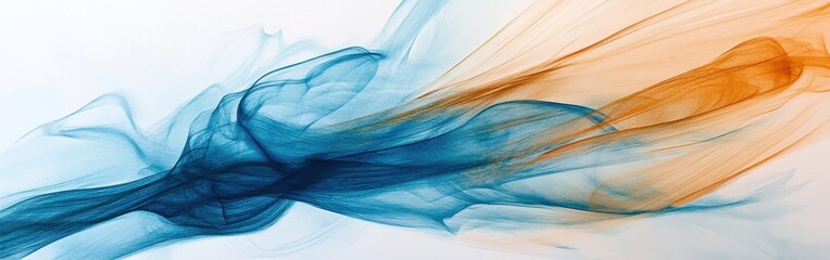 Wall Mural - Swirling blue and orange hues create soft waves of color in a serene artistic composition