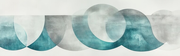 Aufkleber - Soft pencil strokes create a calming composition of half-circles in muted gray tones arranged harmoniously across the canvas