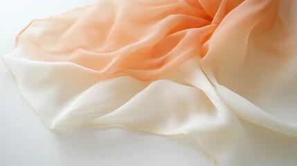 Poster - Soft pastel amber and coral haze fabric flowing gently across a smooth surface