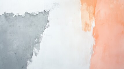 Poster - Soft peach and gray blending on a textured wall creates a calming atmosphere for modern decor