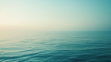 Aufkleber - Calm waters reflect soft pastel teal hues at dawn over the serene sea horizon