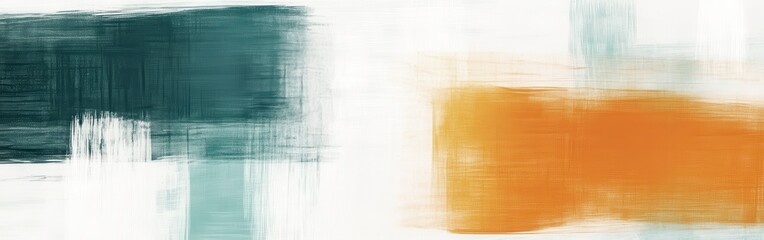 Poster - Soft abstract strokes in amber and teal colors create a calming background for design or art projects