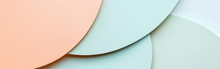 Poster - Pastel mint and peach arcs gently overlapping to create a soothing visual harmony in a minimalist setting