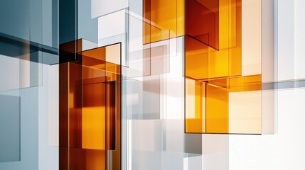 Poster - Exploring minimalist design with amber and gray rectangles in a modern abstract composition