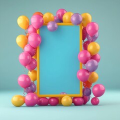 Poster - Colorful balloon arch decorates a festive space for a celebration or event