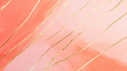 Poster - Elegant pastel coral gradient with golden accents creating a sophisticated abstract design