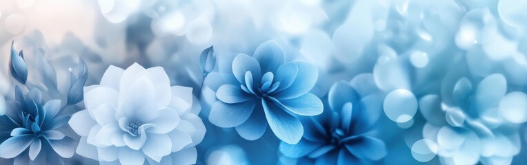 Aufkleber - Elegant gradient design featuring blue flowers with soft details and a tranquil background for a calming aesthetic experience