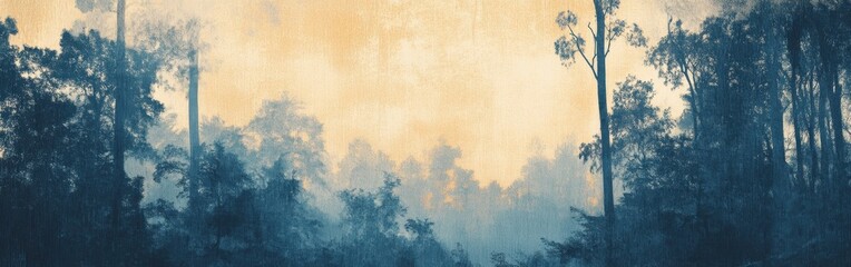 Poster - Abstract silhouette of a muted forest reflecting tranquility at dusk in an artistic representation