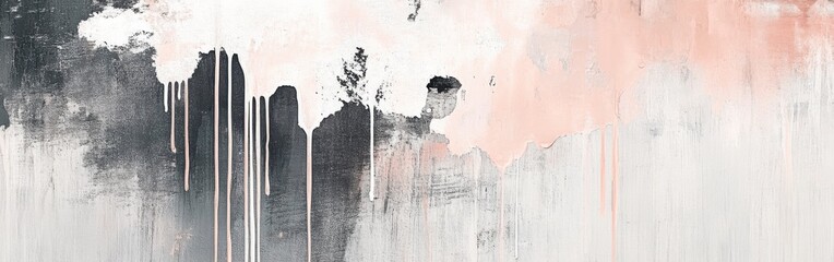 Poster - abstract pencil strokes create a wash of organic hues blending grey, white, and soft peach in an art