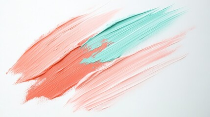 Poster - Layers of abstract pencil strokes in pastel coral and mint green creating a visually engaging composition