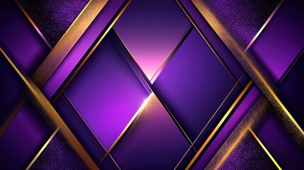 Fototapete - Vibrant abstract geometric background with purple and gold accents creating a dynamic visual effect