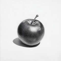 Poster - Sketch of a single shiny plum showcasing smooth skin and delicate shadow effects on a plain background