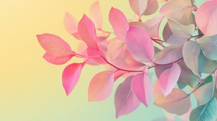 Poster - Fresh pastel pink leaves arranged beautifully against a soft gradient background