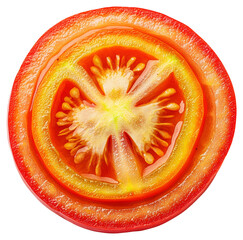 Wall Mural - Translucent Tomato Slice with Seeds on Transparent Background in Close up View