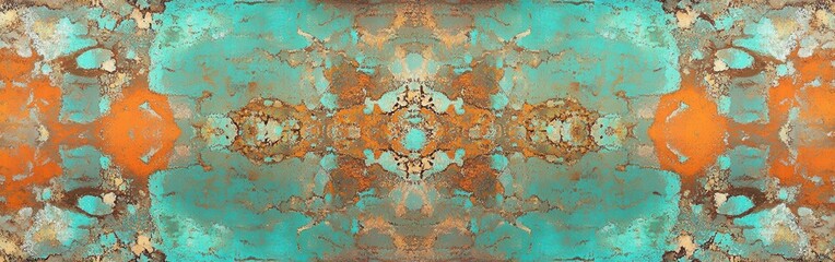 Poster - Vibrant patina on corroded steel reveals intricate patterns and textures in vivid colors