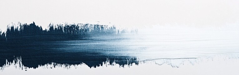 Aufkleber - Elegant white minimalist composition featuring a gradient of dark blue paint strokes across a white canvas