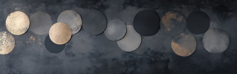 Leinwandbilder - Bokeh dots in muted gray and charcoal shimmer softly against a dark background